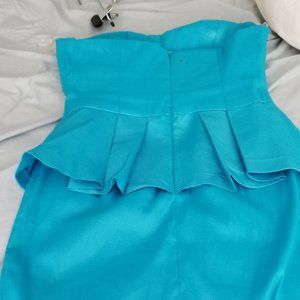 Suzy Shier Electric Blue, Strapless Peplum Dress